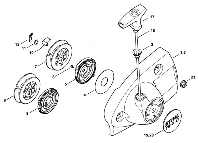Stihl TS410, TS420 Recoil Starter Parts | Stihl TS410, TS420 Parts