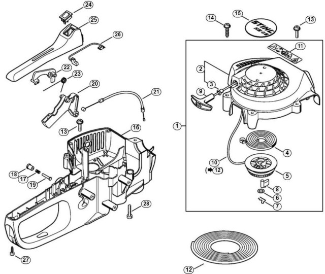 Hs45 2-Mix Recoil Starter, Handle Housing | Stihl HS45-2 Mix Hedge ...