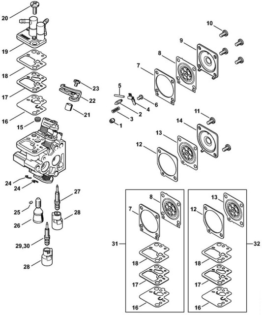 Stihl HS56C-E Carburetor Parts | Stihl HS56C-E Hedgtrimmer Parts